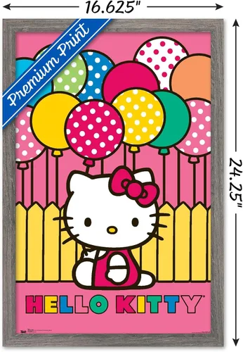 Vista 3 de Trends International Hello Kitty - Póster de pared de Mimmy, 14.725 x 22.375 pulgadas, versión enmarcada de madera de granero