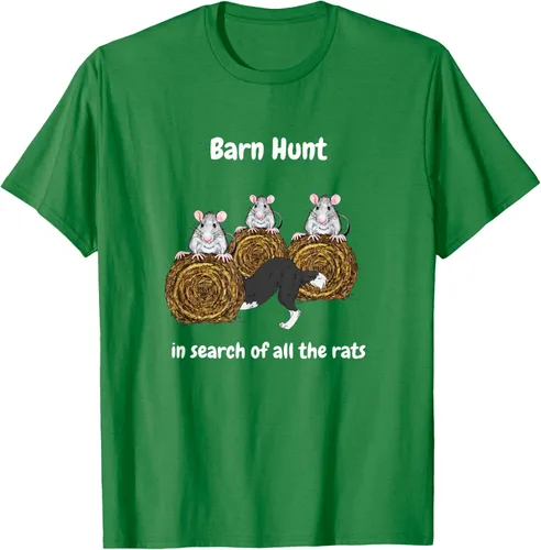 Vista 4 de Funny Barn Hunt - En busca de las ratas con Border Collie Camiseta, Negro