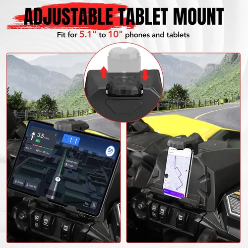 Vista 3 de A & UTV PRO Kit de soporte de dispositivo electrónico para Can Am Commander 1000R / 700 XT DPS/Max, soporte para tableta de teléfono para 2019-2025