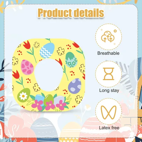 Vista 4 de 25 parches adhesivos para Dexcom G7, estilos de Pascua, cubiertas de sensor CGM, impermeables, transpirables, accesorios de sobreparche compatibles