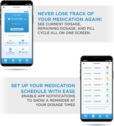 Vista 3 de Dispensador automático de pastillas Live Fine Smart WiFi con tapa transparente Organizador de medicación de 28 días hasta 9 dosis por día