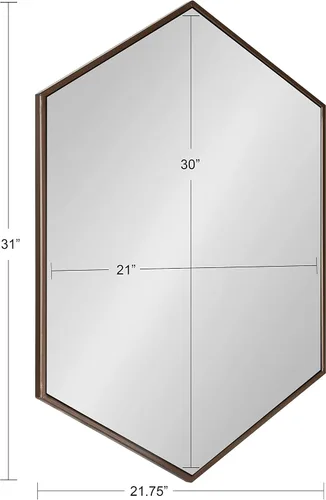 Vista 8 de Kate and Laurel McNeer - Espejo de pared moderno, 31 x 22, bronce, espejo hexagonal geométrico para pared