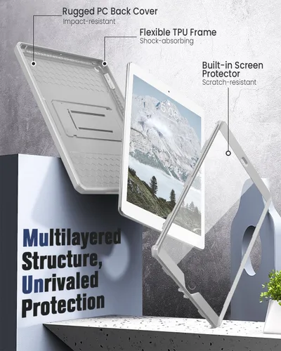 Vista 3 de MoKo Funda para iPad 2018/2017 de 9.7 pulgadas, para 6ª/5ª generación - [Resistente] Funda protectora de cuerpo completo híbrida con protector
