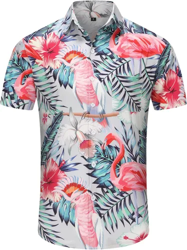 Vista 242 de KYKU - Camisa hawaiana funky para hombre, ropa tropical para vacaciones en Palm Beach