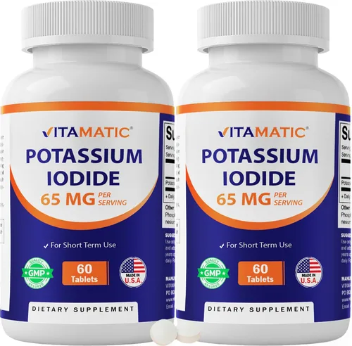 Vista 9 de Vitamatic Yoduro de potasio 65 mg por porción – 60 tabletas – Apoyo tiroideo – píldoras KI (60 unidades (paquete de 1))