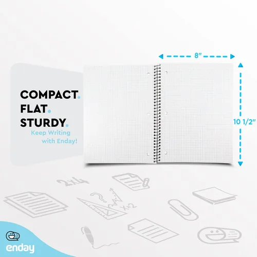Vista 5 de Emraw Enday - Cuaderno de papel cuadriculado (paquete de 4), cuaderno de espiral de papel cuadriculado, cuaderno de gráficos, cuaderno de papel