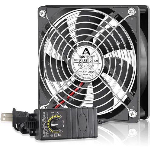 Vista 9 de GDSTIME 80mm Computer Fan with AC Plug, Variable Speed PC Fan w/Controller