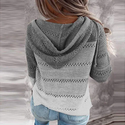 Vista 4 de Sudaderas de gran tamaño con cremallera para mujer, con cordón, sudaderas con capucha y bolsillo para primavera y otoño