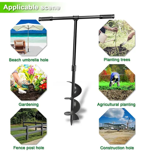 Vista 7 de LONGRUN Broca manual de excavación de agujero de jardín, taladro manual para plantar, maceta en espiral para bombilla, flor, árbol, plántulas