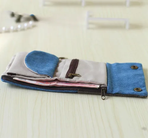 Vista 6 de YaJaMa - Funda de lona para tarjetas de crédito, diseño de monedero, Azul claro), 43235-60974