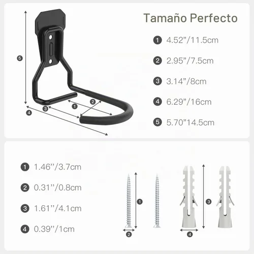 Vista 6 de Housolution Soporte de pared para bicicleta con gancho fijo, [paquete de 2] Estante de almacenamiento para bicicletas Soporte vertical para garaje