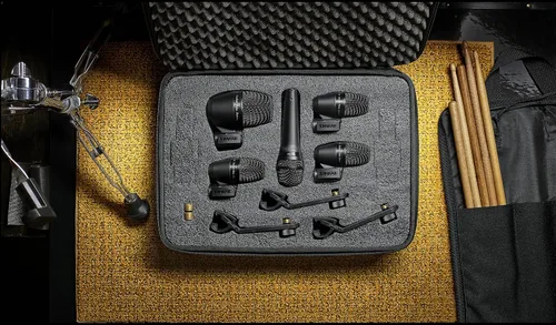 Vista 2 de Shure PG ALTA - Kit de micrófono de batería de 5 piezas para tocar y grabar bateristas, incluye micrófonos, soportes y cables con opciones para Kick