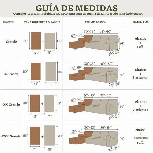 Vista 2 de HOMERILLA - Funda de sofá modular de 2 piezas para sofá en forma de L, color chocolate, XXXL