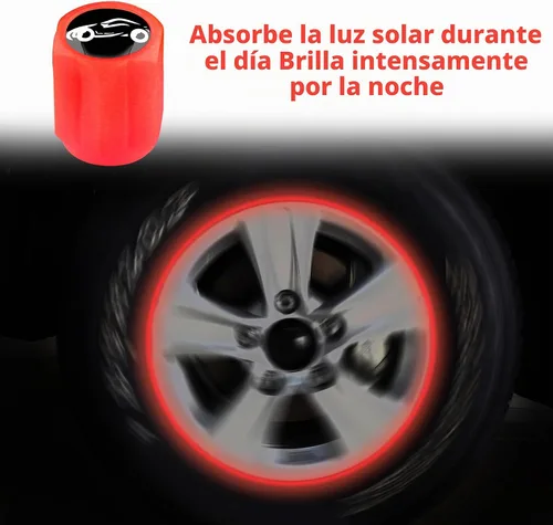 Vista 3 de 16 piezas de tapas fluorescentes para válvulas de neumáticos, tapa de válvula de aire para rueda de auto luminosa, accesorios de decoración