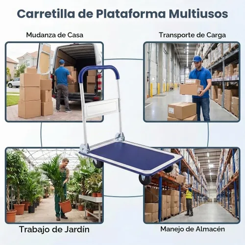 Vista 6 de Goplus Carro plegable de la plataforma 330LBS Rolling Flatbed Cart Hand Platform Truck Push Dolly para cargar