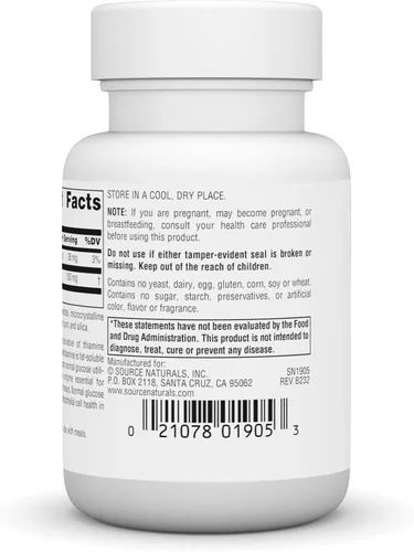 Vista 2 de Source Naturals: Benfotiamina, fuente soluble en grasa de vitamina B-1 (tiamina) 150 mg 30 comprimidos