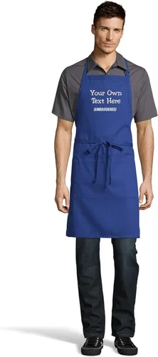Vista 10 de Delantal personalizado con texto en inglés "Add a name", diseño bordado, unisex, extra largos, delantales para adultos, 23 pulgadas de ancho x 34