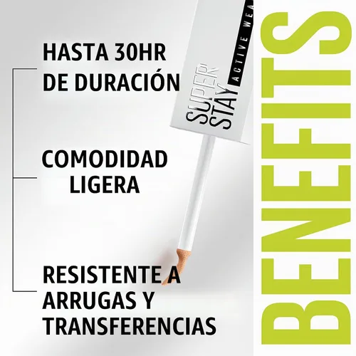 Vista 4 de Maybelline Super Stay - Maquillaje corrector líquido, corrector de cobertura completa, hasta 30 horas de duración, resistente a la transferencia, SS