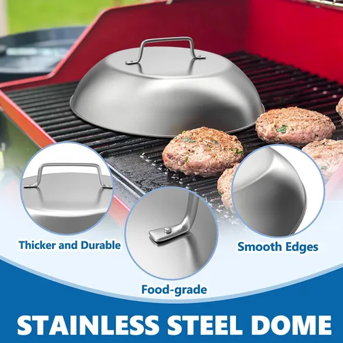 Vista 4 de SafBbcue 2 juegos de accesorios para parrilla de 12 pulgadas, cubierta de cúpula de fusión de quesos para Blackstone, Pitboss, Camp Chef Vapor Pizza