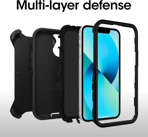 Vista 3 de OtterBox Funda para iPhone 13 mini y iPhone 12 mini Defender Series, color negro, resistente y duradero, con protección de puerto, incluye soporte
