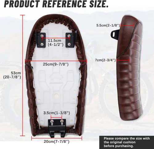 Vista 6 de DREAMIZER Asiento vintage para motocicleta Cafe Racer de Cuero PU compatible con Suzuki KZ400 KZ650 KZ750 TU250X GS450 GS750 GS1100 R75 R90 XJ550