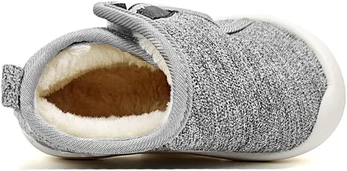 Vista 2 de OAISNIT Botas de nieve para bebés y niñas con suela de goma antideslizante, zapatos de invierno con pantuflas casuales de piel de felpa cálida