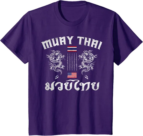 Vista 26 de Camiseta de equipo de entrenamiento de boxeo Muay Thai con bandera estadounidense de Tailandia, Negro, S