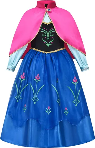 Vista 2 de GZ-LAOPAITOPU Anna Princess Dress for Girls Snow Party Dress Cosplay Halloween Christmas Birthday Party Dress Up 2-10Y