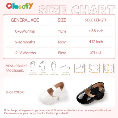 Vista 6 de ohsofy Zapatos de Mary Jane antideslizantes con lazo de princesa para bebé y niña, zapatos de vestido de princesa para los primeros pasos, zapatos
