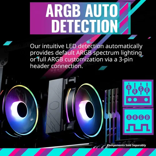 Vista 2 de Cooler Master Hyper 212 Halo Black enfriador de aire para CPU, ventilador PWM Halo² de 120 mm, ARGB de doble bucle, cubierta superior de aluminio, 4