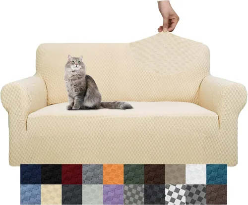 Vista 33 de YEMYHOM Funda para sofá con diseño jacquard de alta elasticidad, funda para silla de sala de estar, a prueba de mascotas, perros y gatos