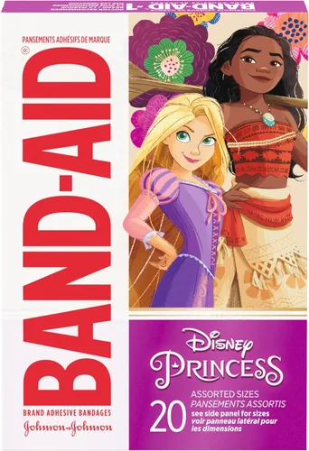 Vista 2 de Paquete de vendas adhesivas de la marca BAND-AID para niños, Disney Princess, surtido, 20 unidades y vendas adhesivas de la marca BAND-AID, Disney