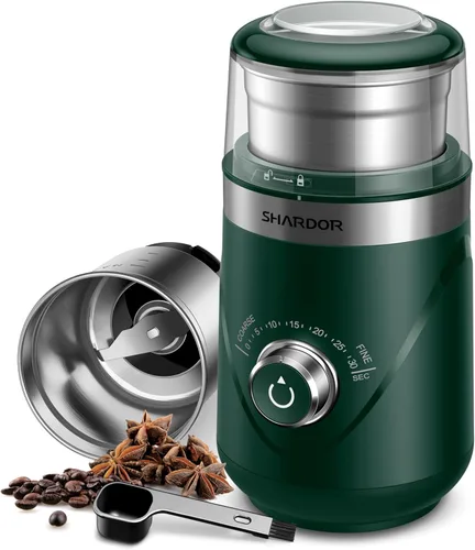 Vista 15 de SHARDOR Molinillo de café eléctrico de hoja súper silenciosa, perilla giratoria de control de molienda temporizada, ajustable grueso a fino