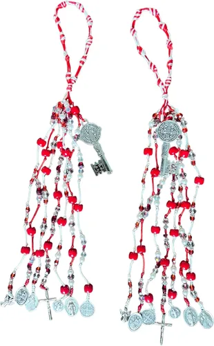Vista 9 de Saint Benedict RED Protección para el Hogar Bendición de Puerta con 10 Nudos y Cuerdas con Encantos y Llave de San Benito/PROTECCION DE CASA