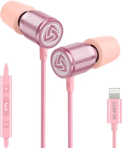 Vista 32 de LUDOS Auriculares con cable ultra intraauriculares, 5 años de garantía, auriculares con micrófono, auriculares con cancelación de ruido, espuma