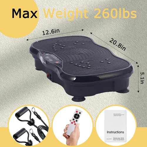 Vista 6 de Vibration Plate Exercise Machine, Vibrating Plate Fitness Platform with Remote Control – Portable Vibration Plates for Lymphatic Drainage