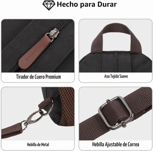 Vista 7 de PACKISM Mochila pequeña para mujer - Bolso bandolera convertible negro (Active Black)