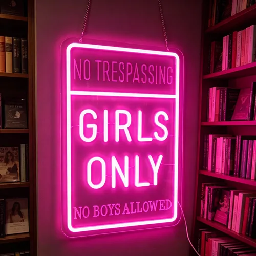 Vista 6 de Luz de neón "Girls Only", arte de pared LED para habitación de niñas, club, cueva, dormitorio, rincón de estudio o espacio de reunión de mejores
