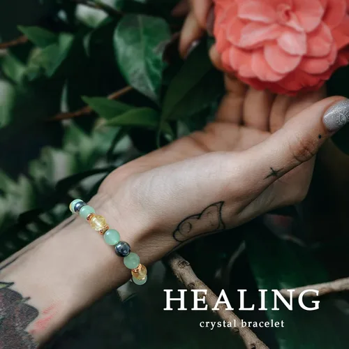 Vista 3 de GolbalJew Pulsera curativa para mujer, pulseras de cuentas de ansiedad, joyería de piedra curativa, pulsera de cristal para aliviar el estrés