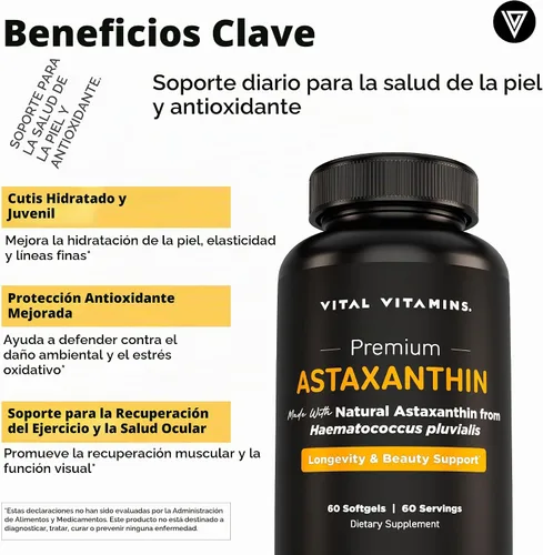 Vista 5 de Vital Vitamins Multi-colágeno 150 ct + complejo antioxidante de astaxantina 60