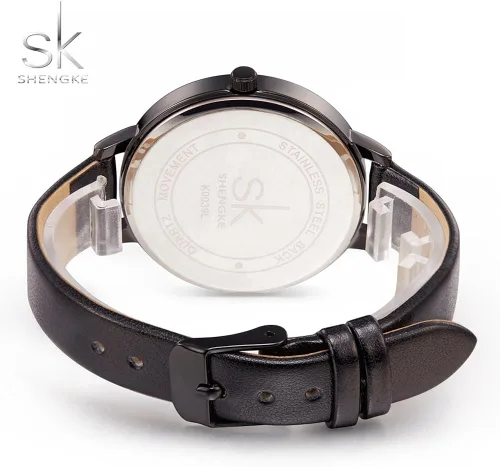 Vista 5 de SHENGKE - Reloj de pulsera para mujer con correa de piel, Decent, Casual, Geneva, a prueba de agua, para mujeres creativas