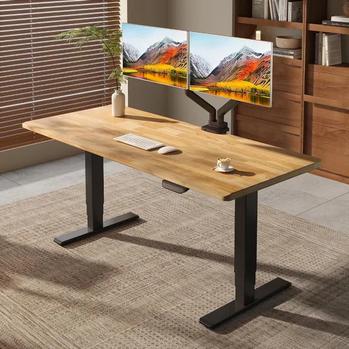 Vista 33 de FLEXISPOT E6 MAX Woodix - Escritorio de pie de madera maciza de acacia de 48 x 24 pulgadas, doble motor, resistente, capacidad de 330 libras