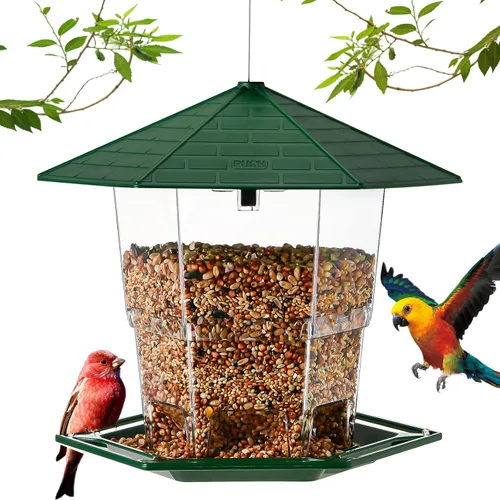 Vista 7 de Jealoeur Comederos para pájaros para exteriores Comedero para pájaros colgante para pájaros salvajes, semillas, negro