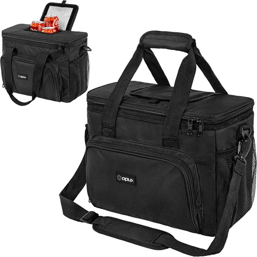 Vista 11 de OPUX Bolsa de enfriador suave, bolsa de almuerzo plegable aislada para hombres, trabajo, camping, playa, viaje, portátil, de lado suave