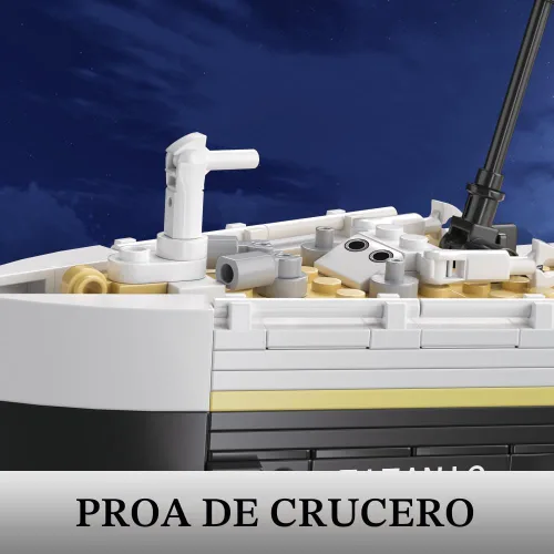 Vista 3 de NETEHU - Juego de bloques de construcción modelo Titanic Boat de 1465 piezas, modelo de crucero de ladrillos, juguetes educativos de bricolaje