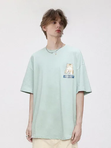 Vista 2 de Vamtac Mens Oversized Dog Cat Graphic Tees Harajuku Shirt Casual Summer Tops Streetwear Aesthetic T-Shirt Unisex