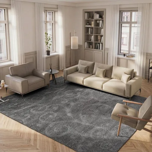 Vista 34 de SAFAVIEH Florida Shag Collection - Alfombra decorativa, 2 x 3 pies, color crema y beige, diseño de volutas, no desprende pelusa y fácil de limpiar