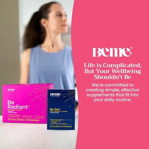 Vista 6 de BeMe BeRadiant Berry & BeZen Bundle - Suplementos líquidos de colágeno y glicinato de magnesio L-teanina
