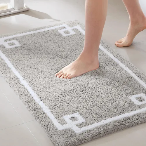 Vista 12 de Madison Park Evan Alfombra de Baño 100% Algodón con Respaldo Antideslizante - Tapete de Baño de Felpa Copetuda Lujoso, Absorbente, Secado Rápido