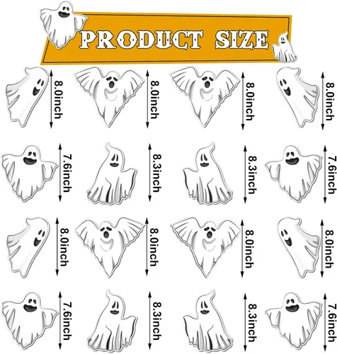 Vista 2 de AnyDesign Calcomanías magnéticas para decoración de garaje de Halloween, fantasma blanco, calcomanías para puerta de garaje, calcomanías